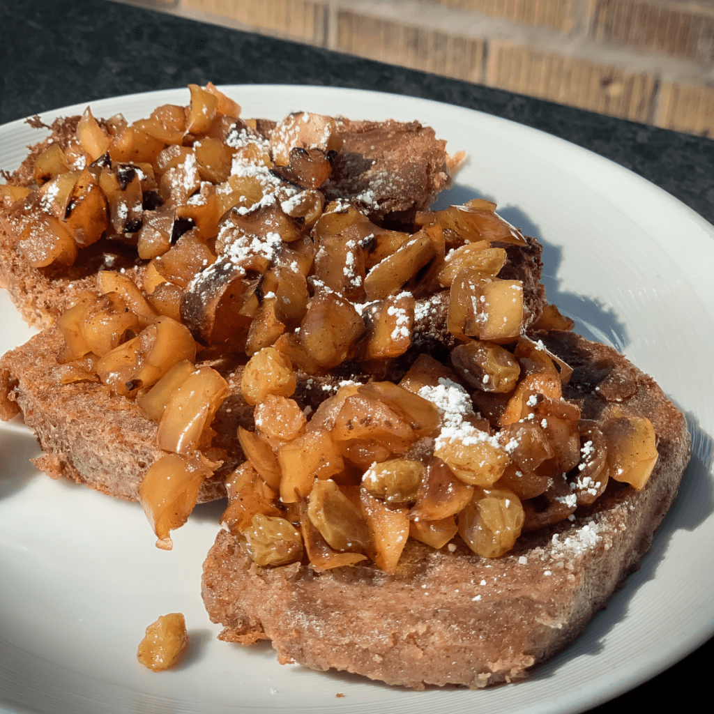 Snickerdoodle French Toast, topped with Apple Compote
